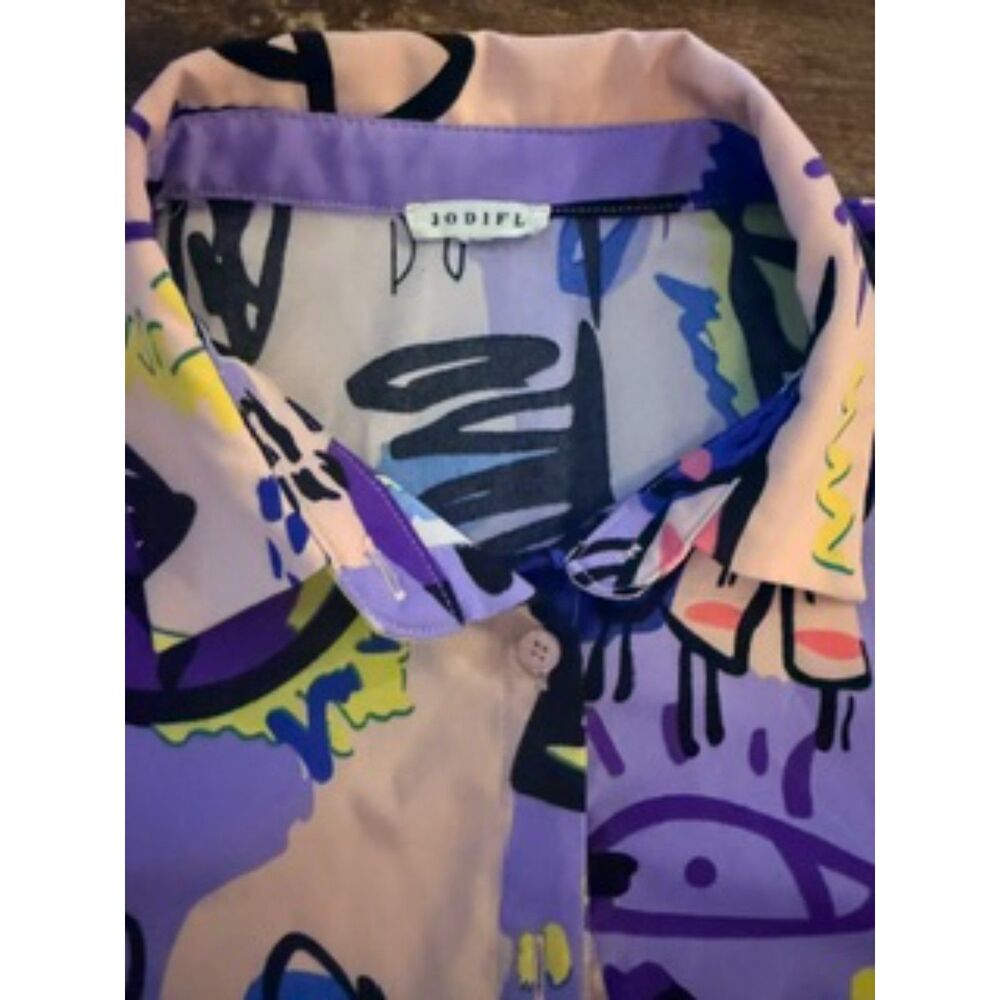 Jodifl Women’s Colorful Abstract Print Button-Down Shirt